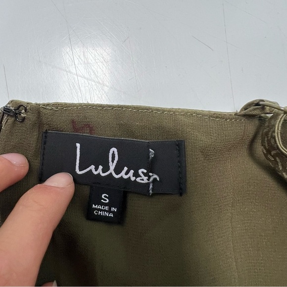 Lulus women’s khaki satin dress S L115-8 - Picture 6 of 6